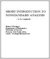 Book cover: Short introduction to Nonstandard Analysis