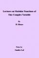Book cover: Lectures on Modular Functions of One Complex Variable