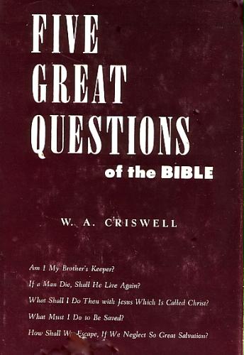 Large book cover: Five Great Questions of the Bible