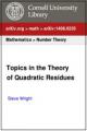 Book cover: Topics in the Theory of Quadratic Residues