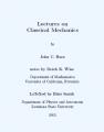 Book cover: Lectures on Classical Mechanics