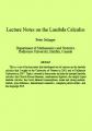 Small book cover: Lecture Notes on the Lambda Calculus