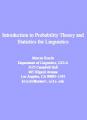 Book cover: Introduction to Probability Theory and Statistics for Linguistics
