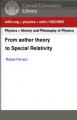 Book cover: From aether theory to Special Relativity